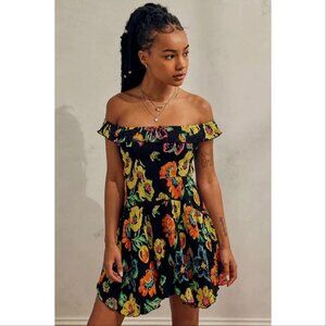 Urban Outfitters Aubrey Floral Off-Shoulder Mini Dress, Size s